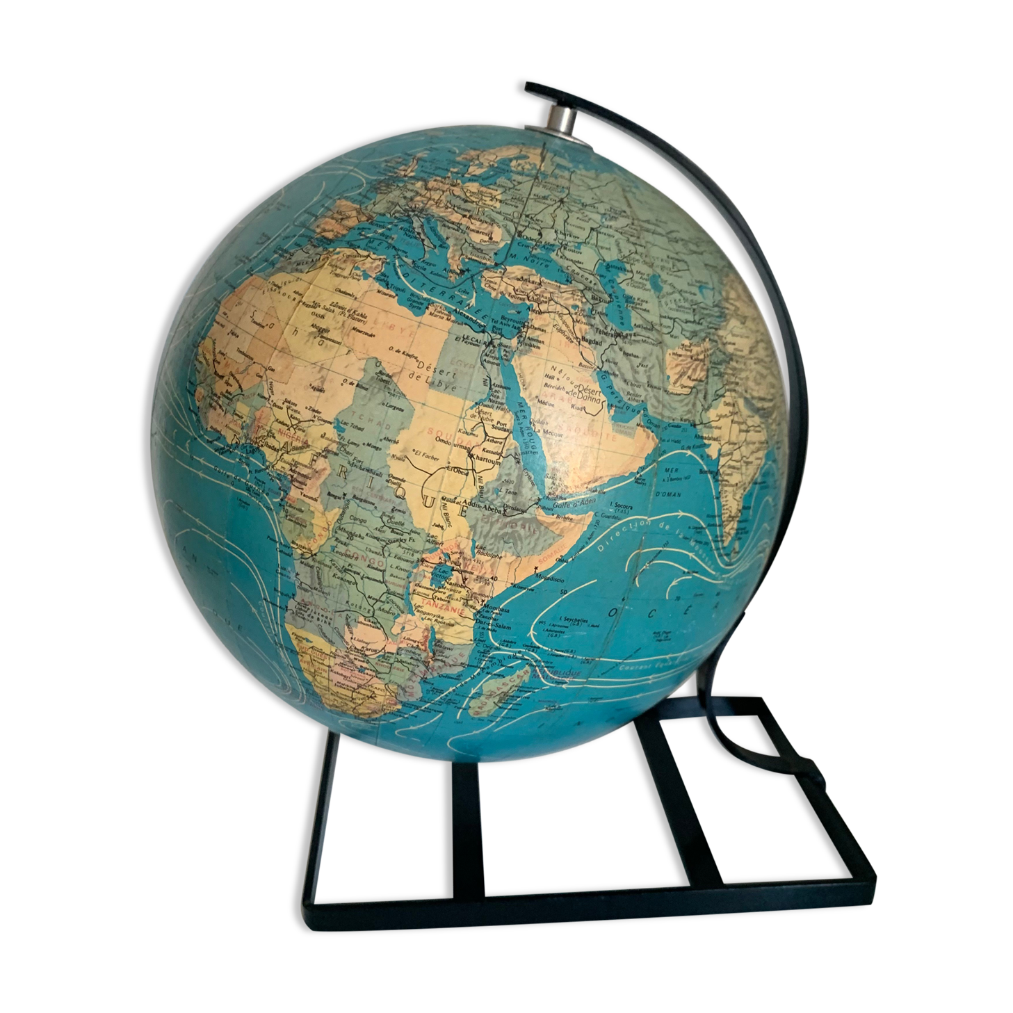 Vintage globe 1971 terrestrial Taride glass - 29 cm