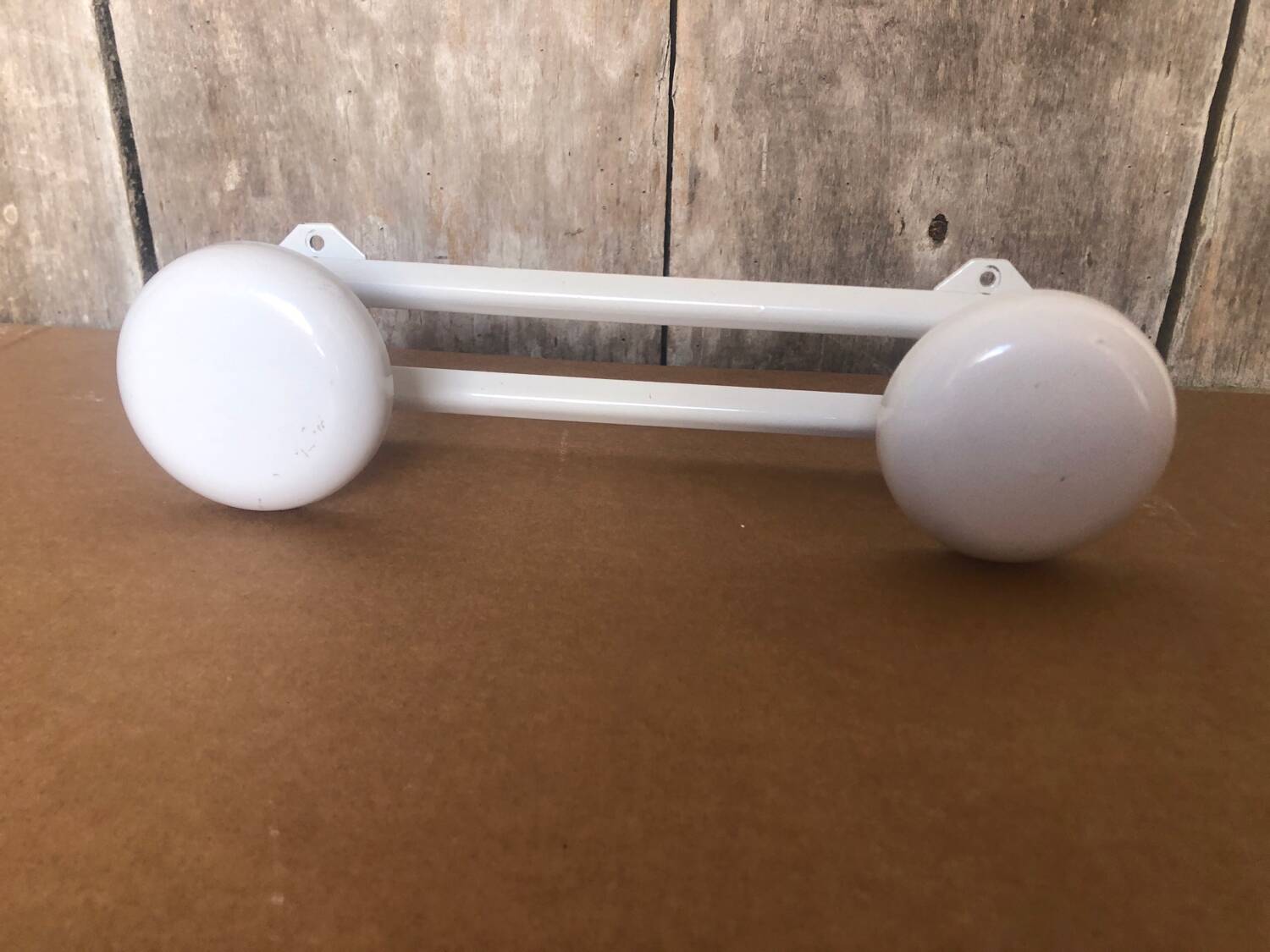 Old Wall Coat Rack x2 Vintage White Metal #A699