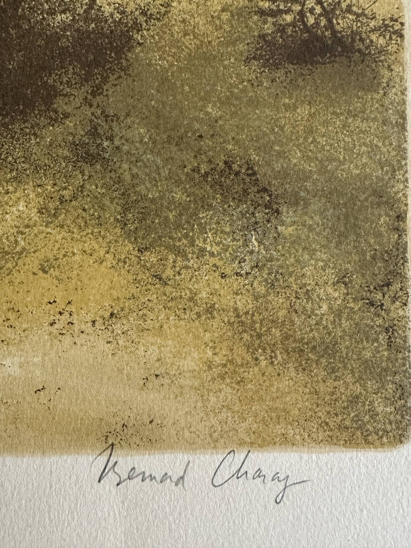 Lithographie originale de Bernard Charoy « vieille ferme »
