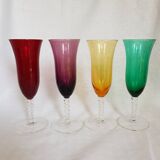 4 flûtes à champagne multicolores