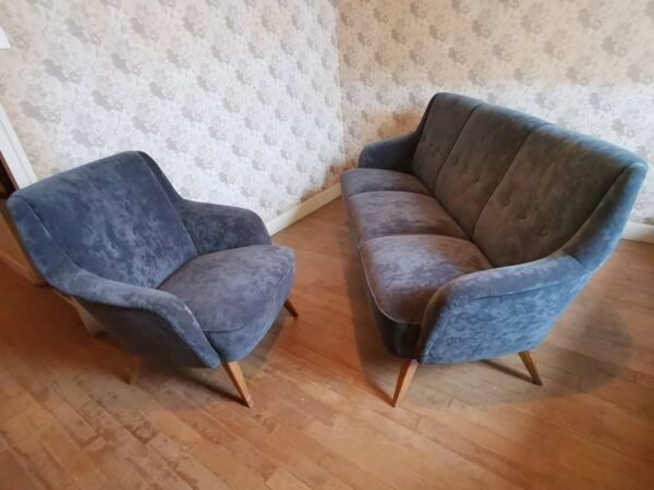 Salon canapé et 2 fauteuil années 50/60