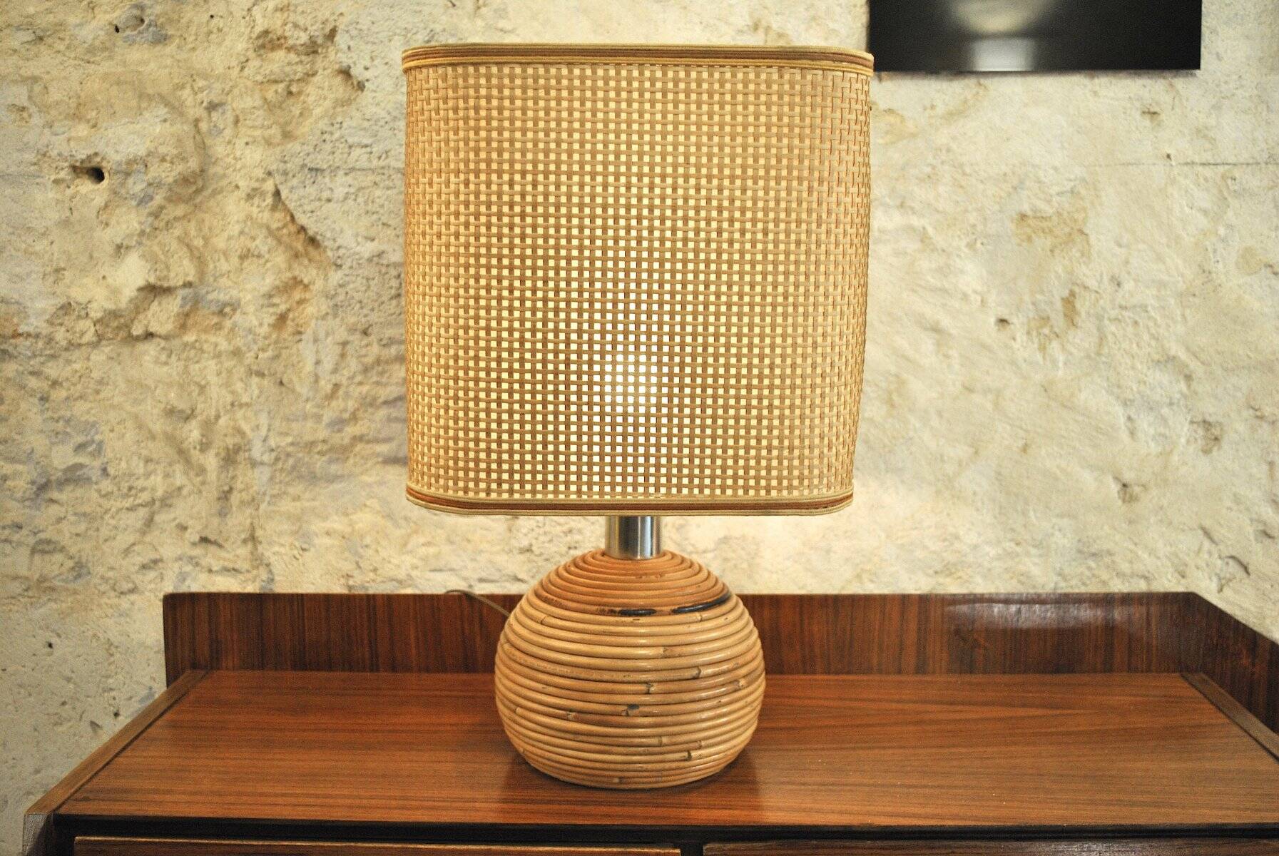 Wicker table lamp, Italy, 1960s
