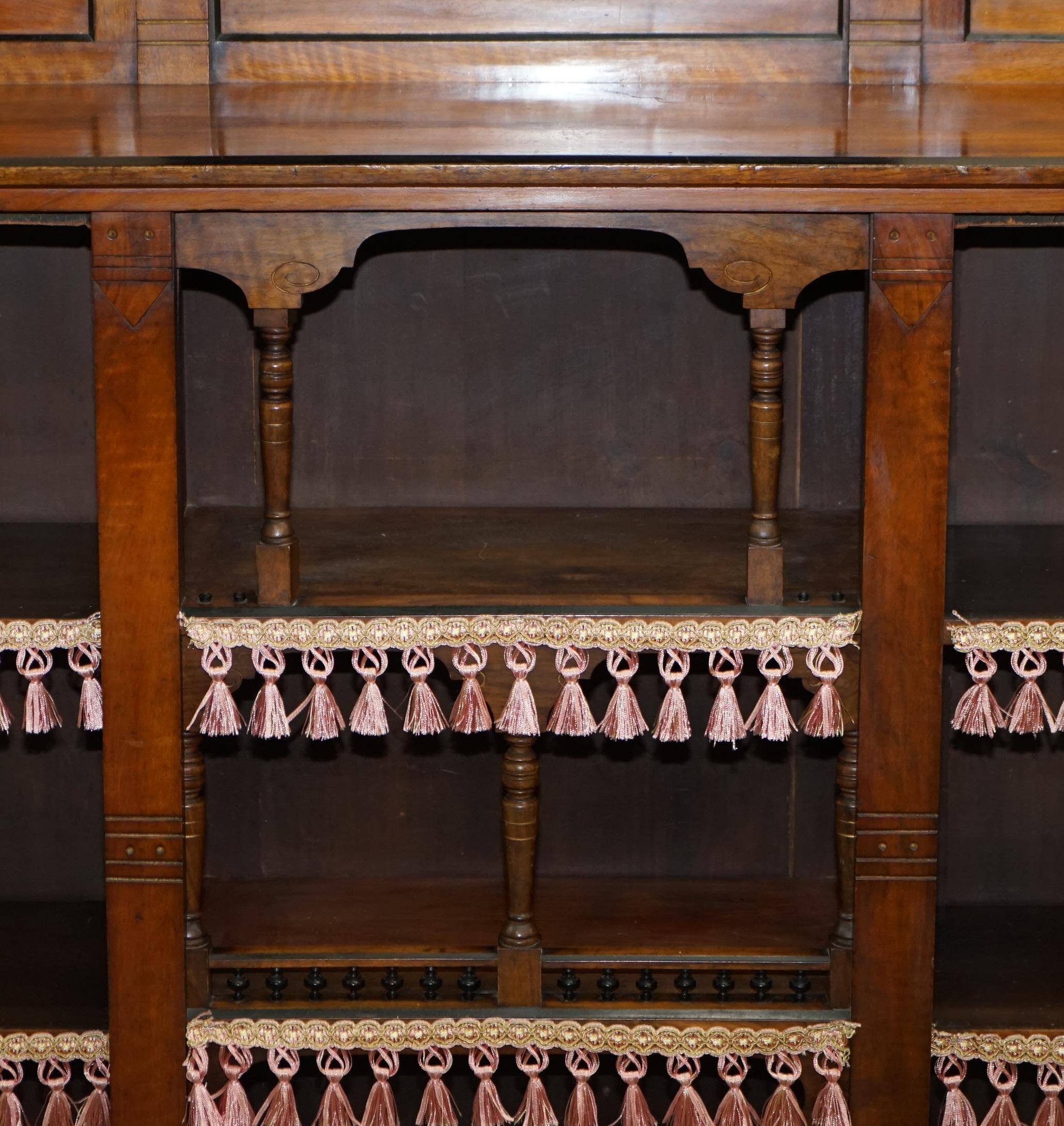 Open dwarf library in walnut, Gothic style Pugin