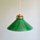 Art Deco pendant light in conical green opaline, 1920s-30s