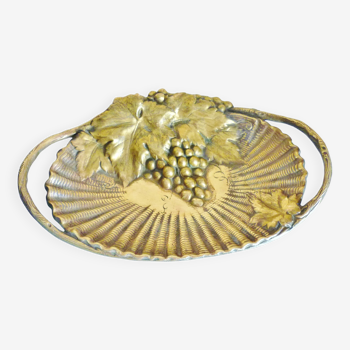 Cup, centerpiece gilded bronze shell, chiseled, art nouveau, vine, grapes
