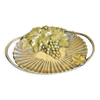 Cup, centerpiece gilded bronze shell, chiseled, art nouveau, vine, grapes