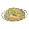 Coupe, centre de table coquille bronze doré, ciselé, art nouveau, vigne, raisins