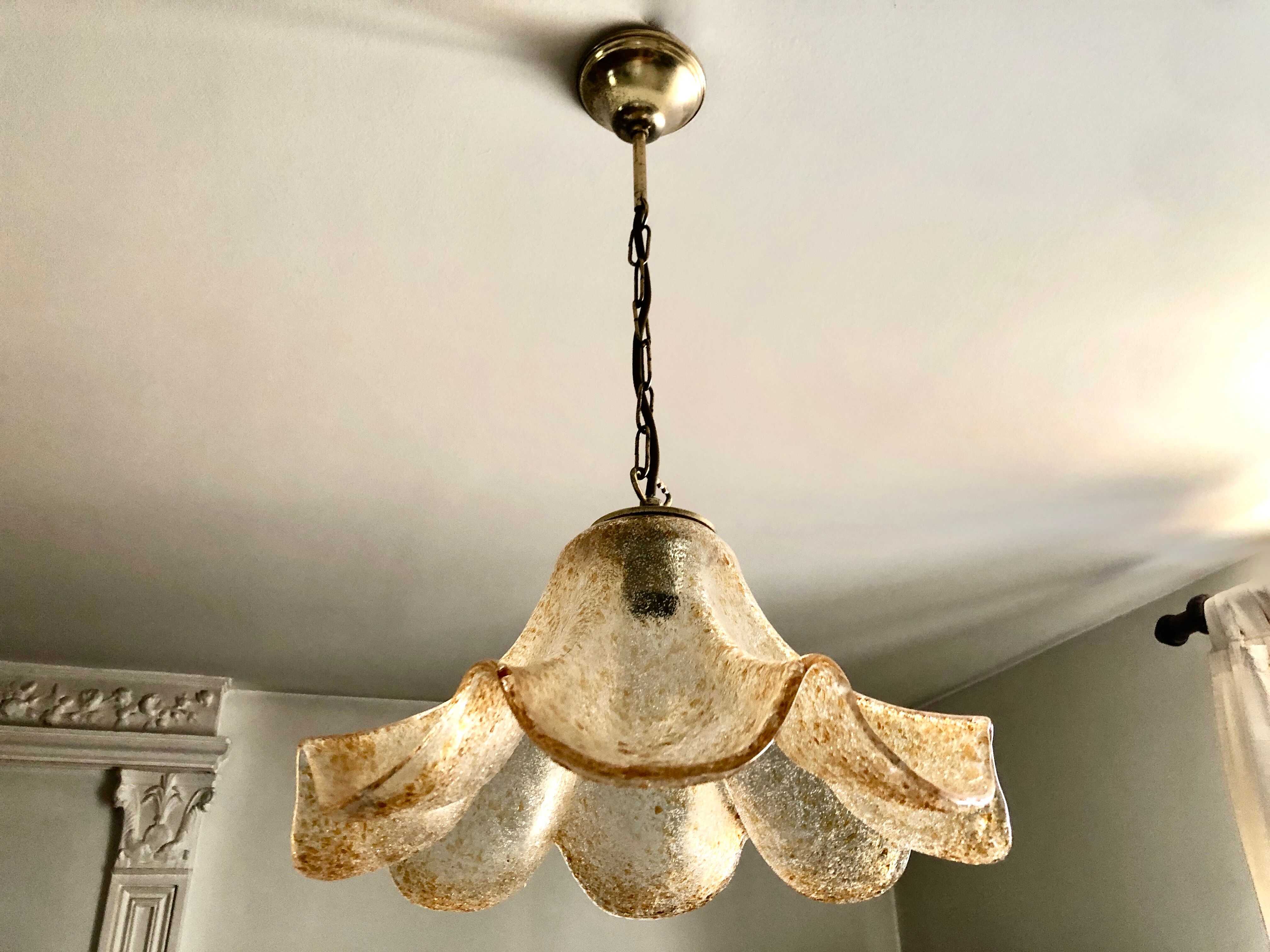 Suspension orange flower glass Murano 1960