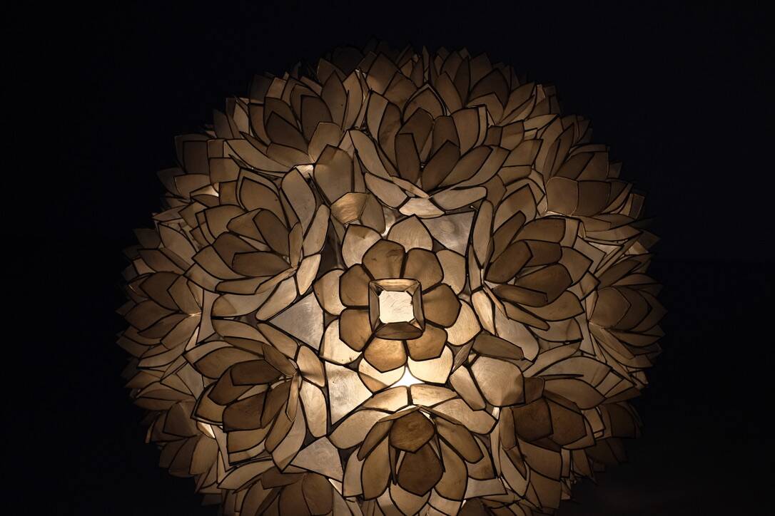 Mother-of-pearl table lamp by Rausch, Germany circa 1960s.