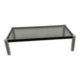 Large smoked glass and chrome coffee table 120 cm – vintage design