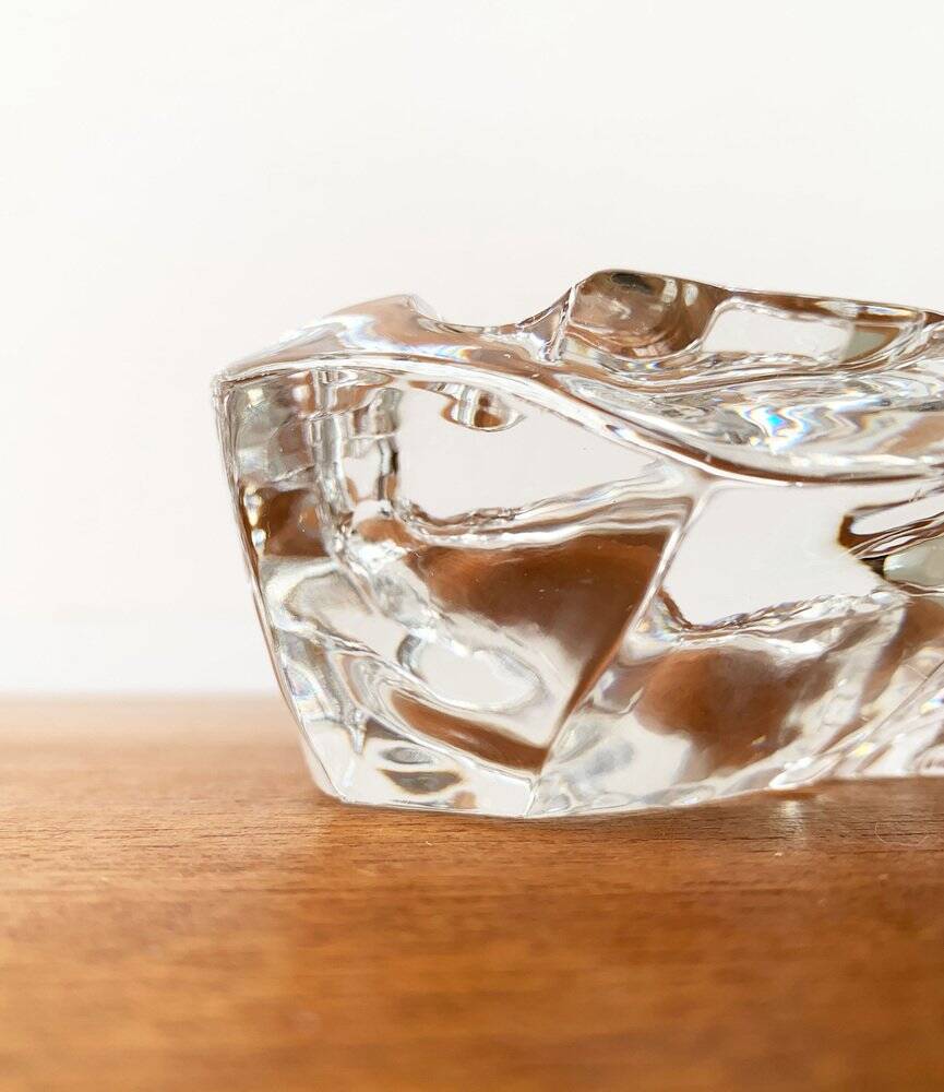 Mid-century Scandinavian heavy frosted glass table and ashtray, 1960s, set of 2.