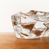 Mid-century Scandinavian heavy frosted glass table and ashtray, 1960s, set of 2.