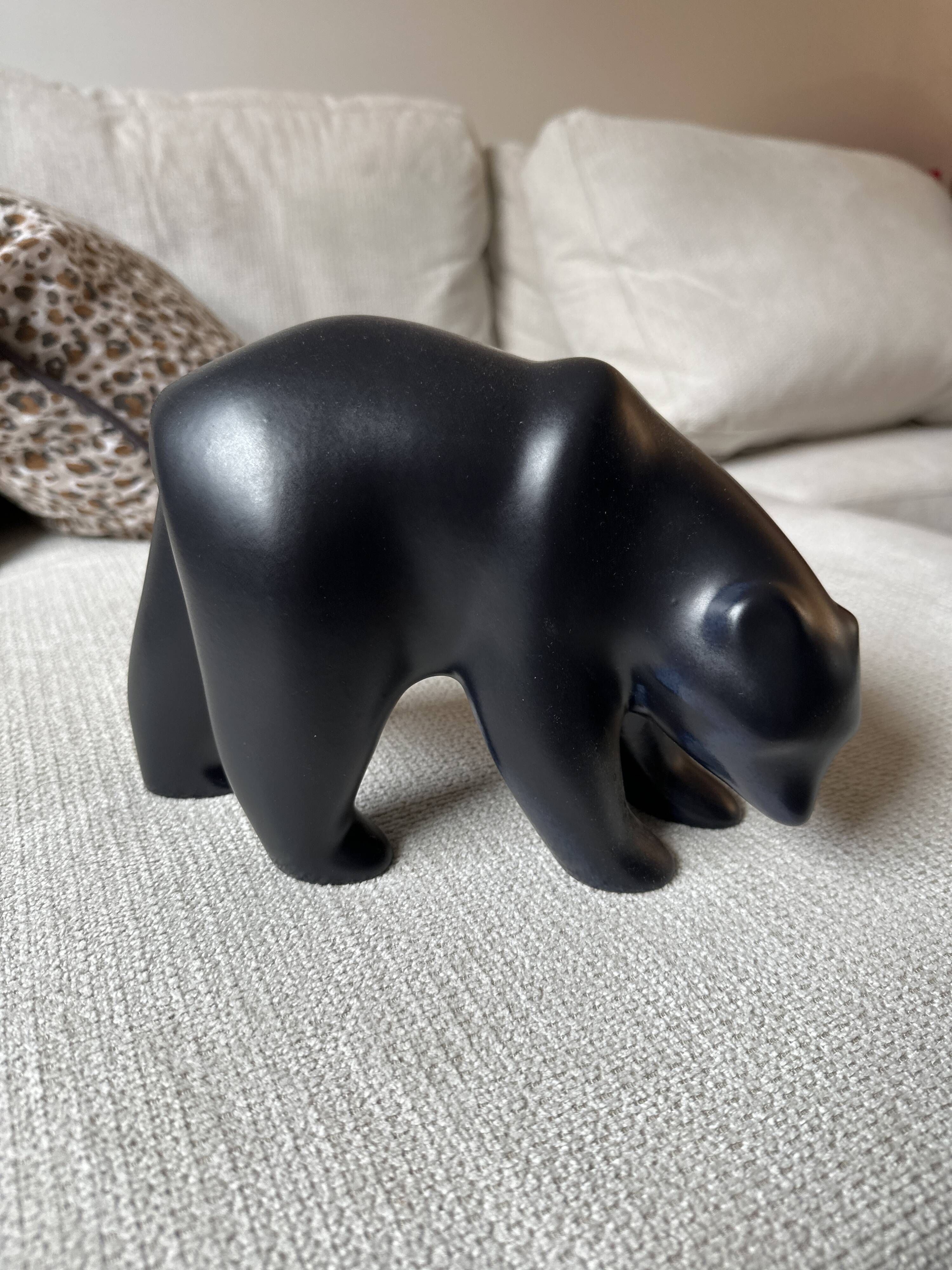 Art Deco style ceramic black bear