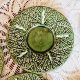 Set of 6 small cabbage barbotine plates