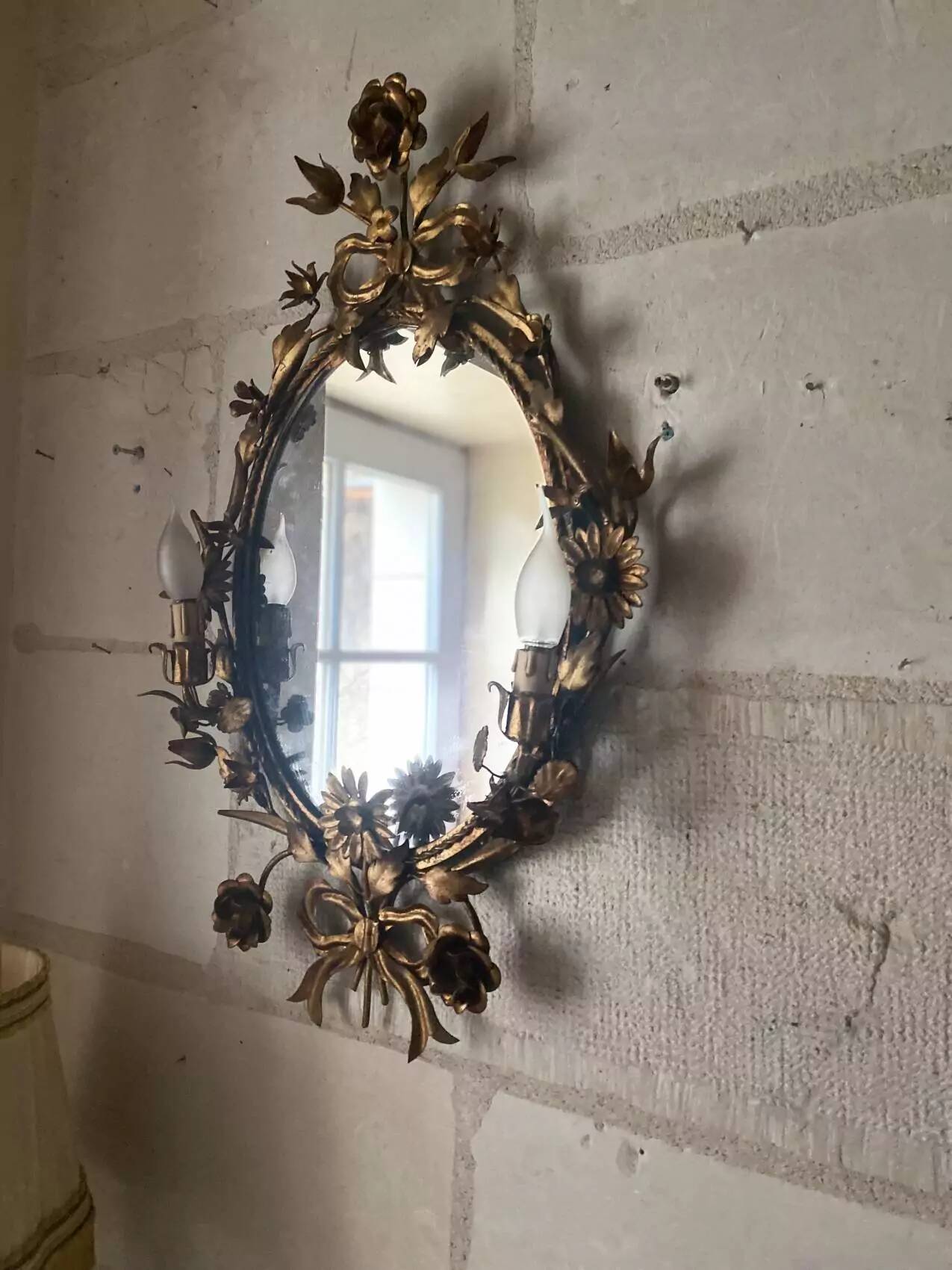 Miroir italien Hollywood Regency, années 50