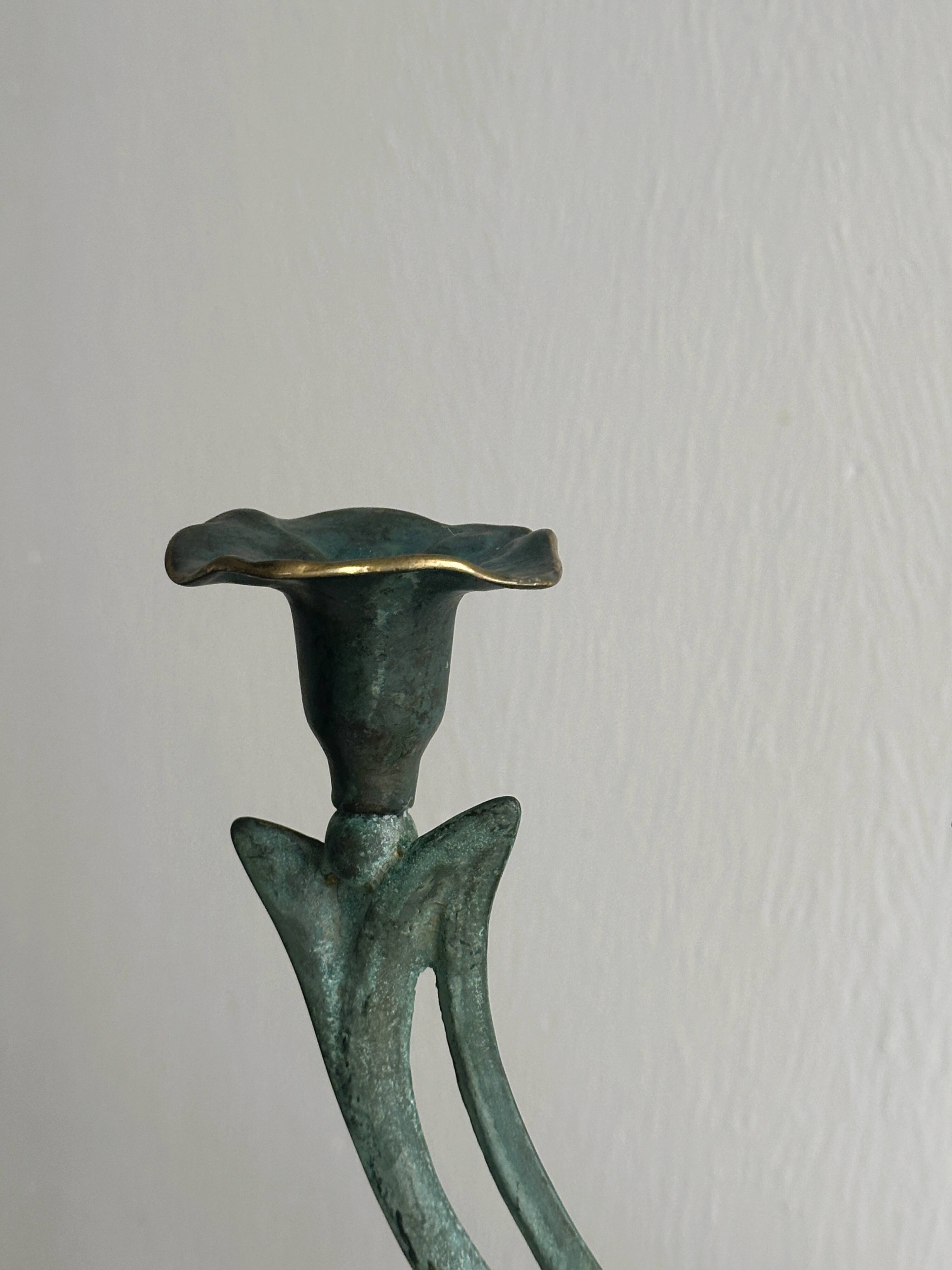 Two-branched metal candle holder