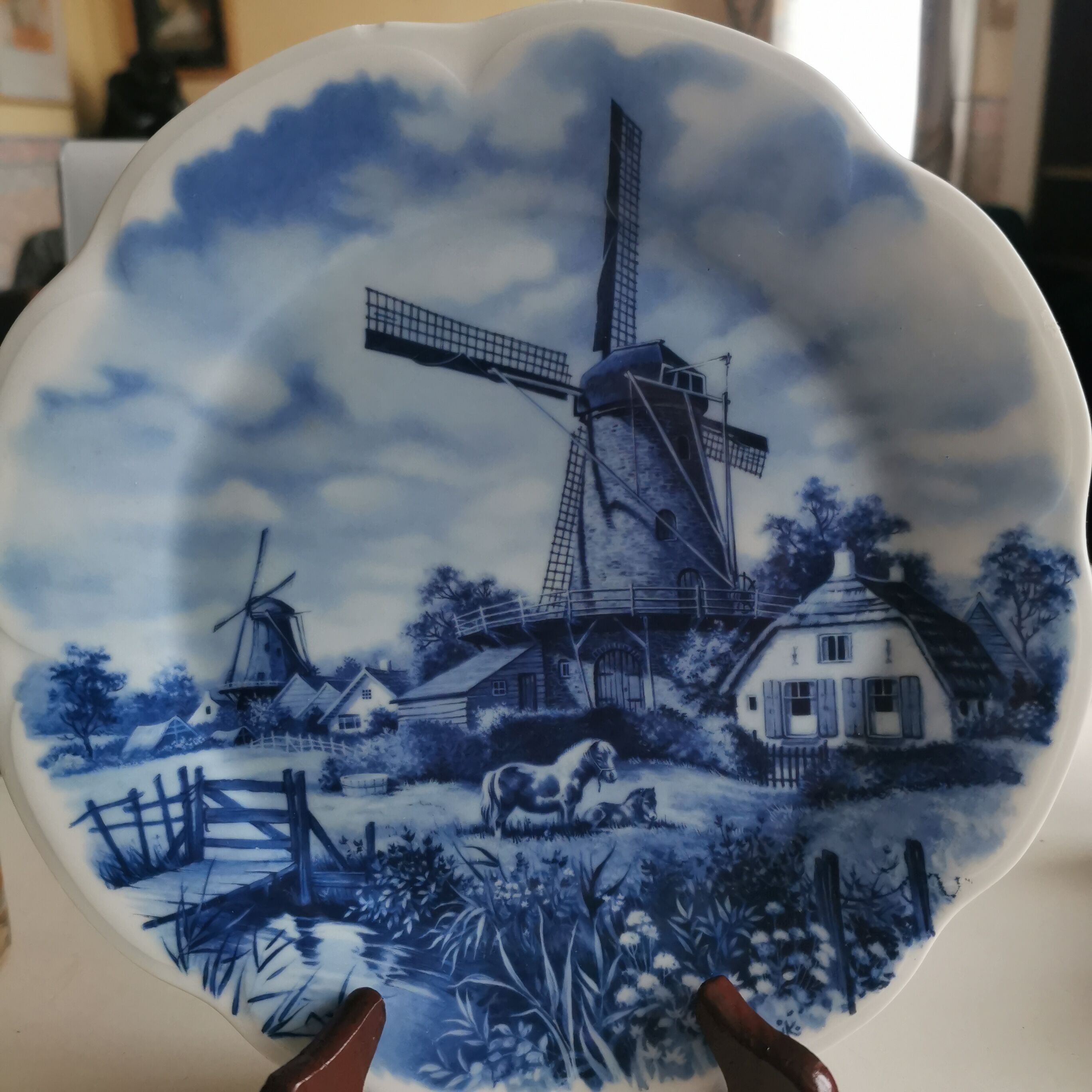 Decorative plate stamped Delft Blauw, made by Eschenbach in Germany