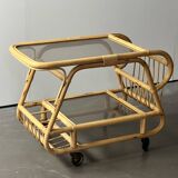 Rolling table from the 60s in bamboo