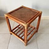 Vintage side table in rattan and bamboo