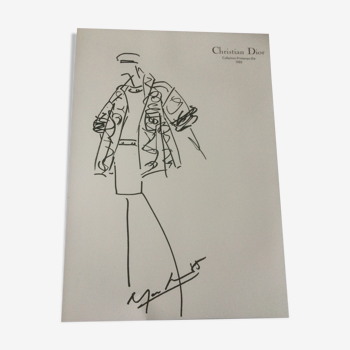 Christian dior: pretty sketch of vintage fashion and its photography of press