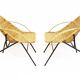 Paire de chaises "Gazelle" françaises des années 1950 en rotin, osier et acier tubulaire