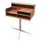 Console, bureau en hêtre et piètement en acier chromé, Italie 1950-1960