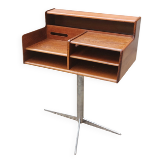 Console, desk in beech and chromed steel base, Italy 1950-1960