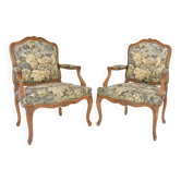 Pair of armchairs known as "à la Reine" in Louis XV style