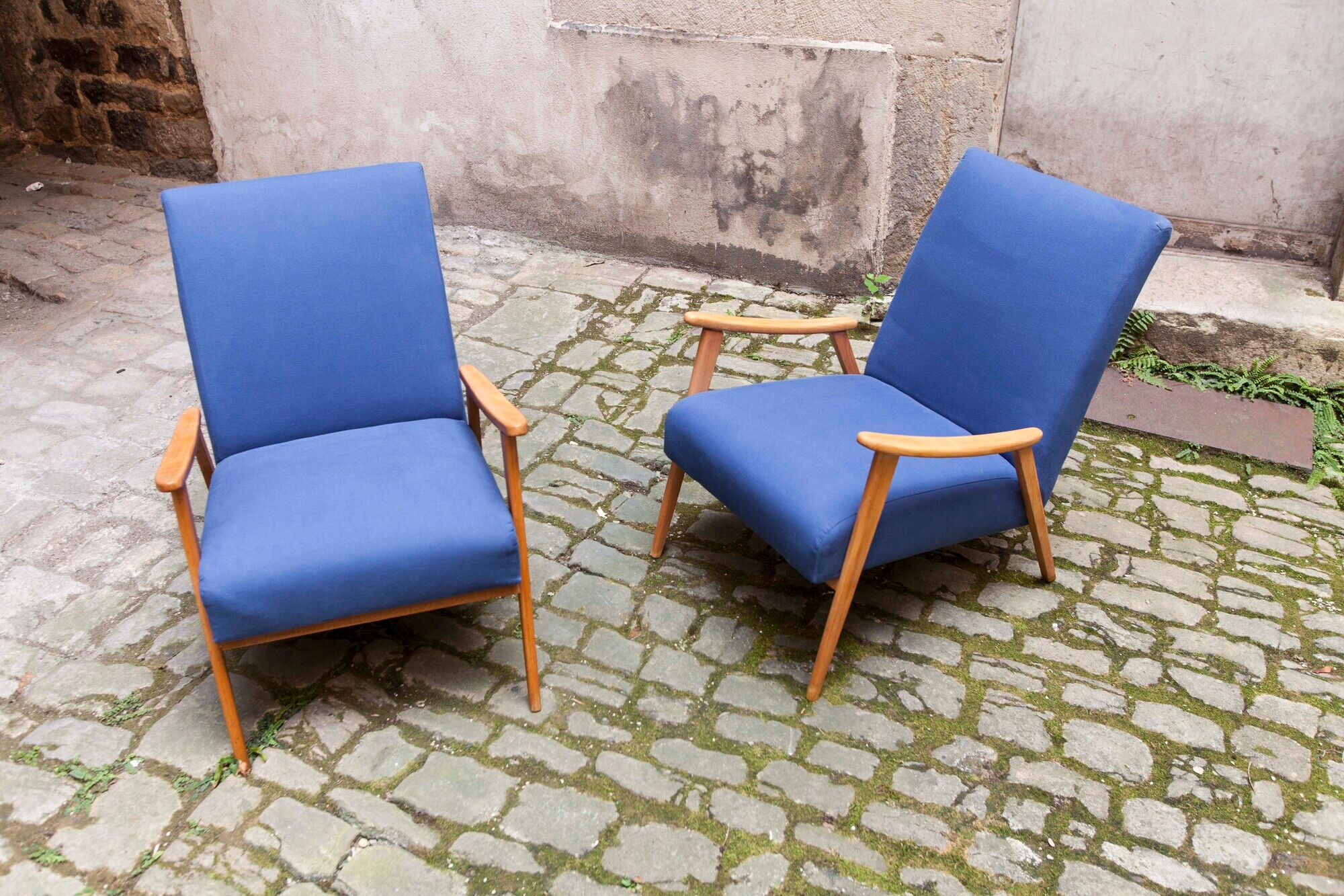 Pair of Scandinavian armchairs from the 60s new fabrics and foam