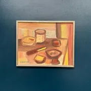 Original Swedish Oil on Canvas – "Breakfast" by Bengt Delefors – Signed "B. Delefors" – Vintage & Framed – 49 × 40 cm (19.3" × 15.7")