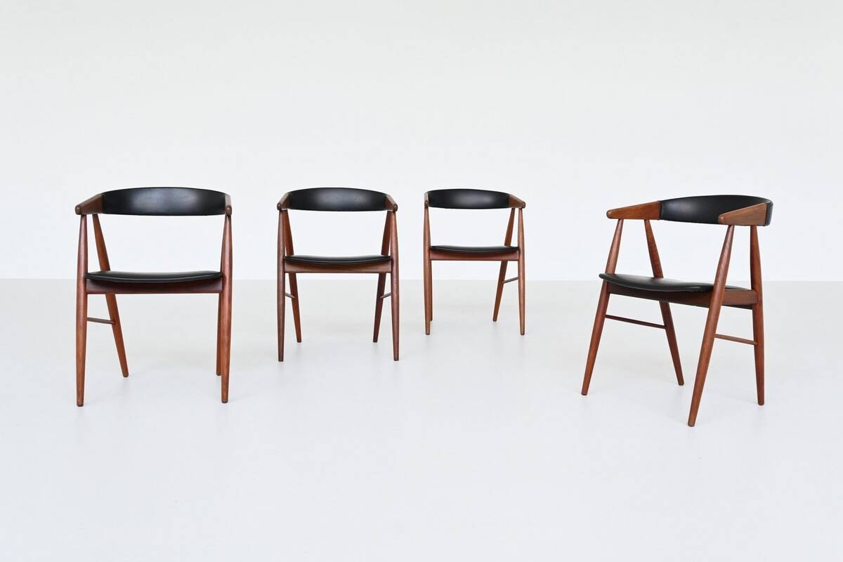 Teak chairs by Aksel Bender Madsen and Ejnar Larsen, Denmark 1960.