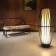 Grande lampe de sol en rotin 1960