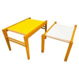 Mid Century Beech Plant Stands with Umakart Tops, 1970s Set