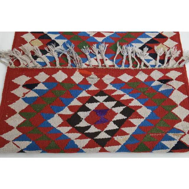 1970s Vintage Turkish Oushak Handmade Wool Cotton Purple Runner Rug 90x364