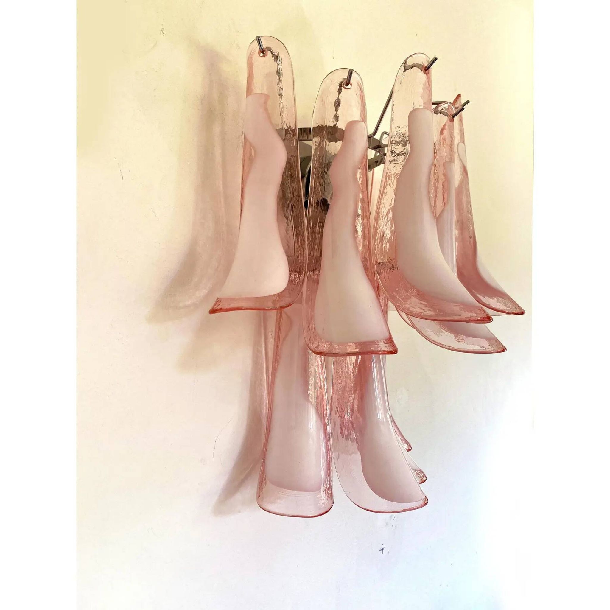 Appliques murales en verre de Murano rose blush – Une paire