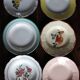 6 mismatched deep plates in floral colours from Digoin, Sarreguemines, Gien.