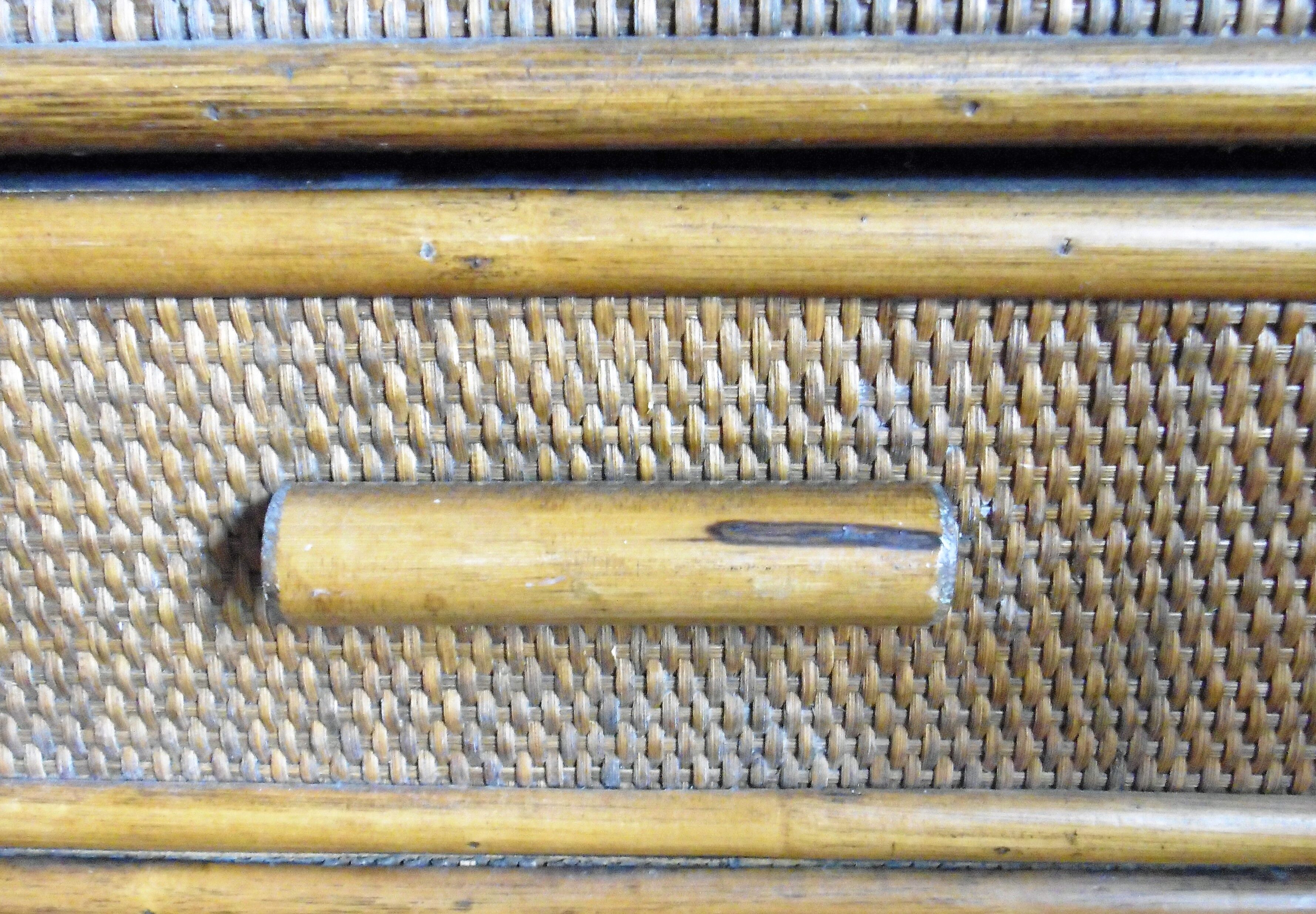 Vintage dresser 4 drawers in rattan and bamboo
