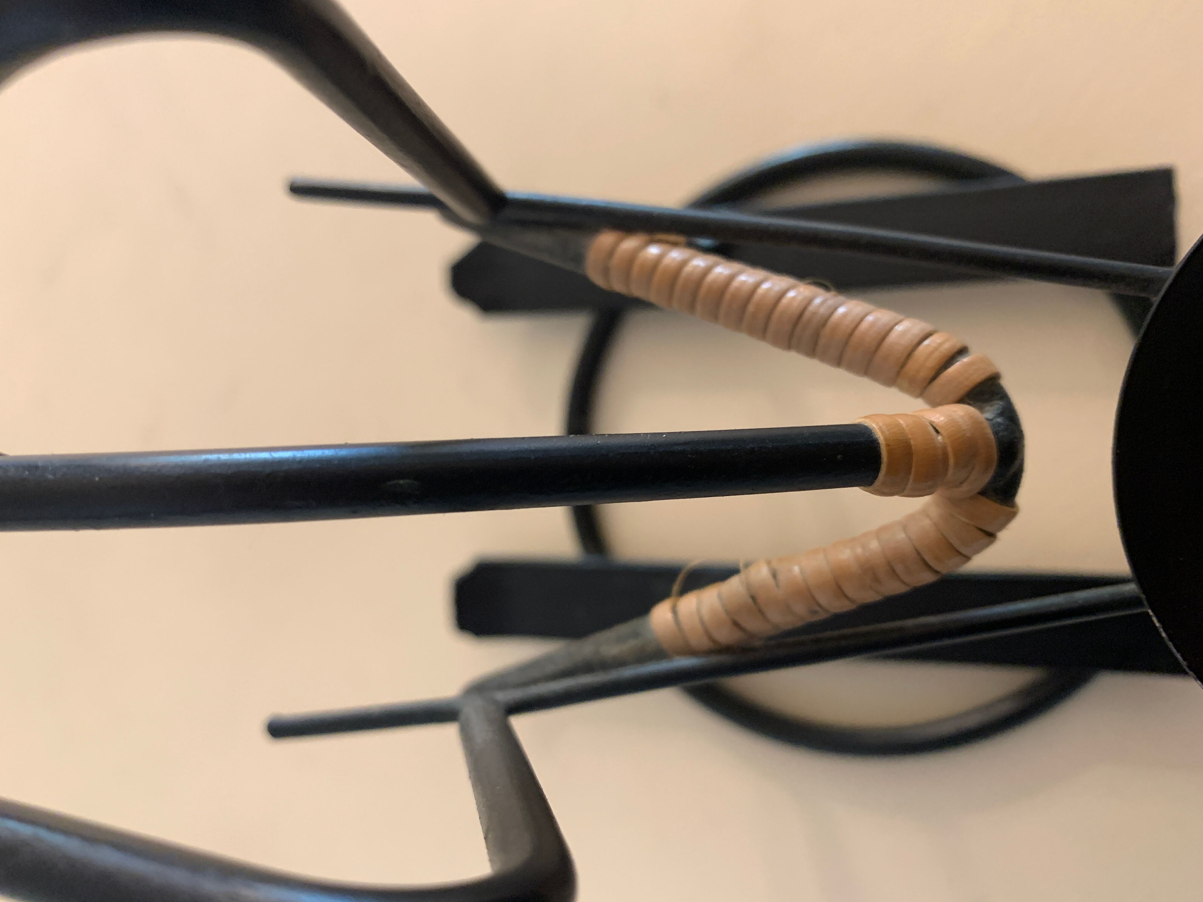 Metal and rattan skier candle holder Laurids Lonborg, 1960