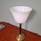 Large Art Deco table lamp, in brass and white opaline, 1920s-3