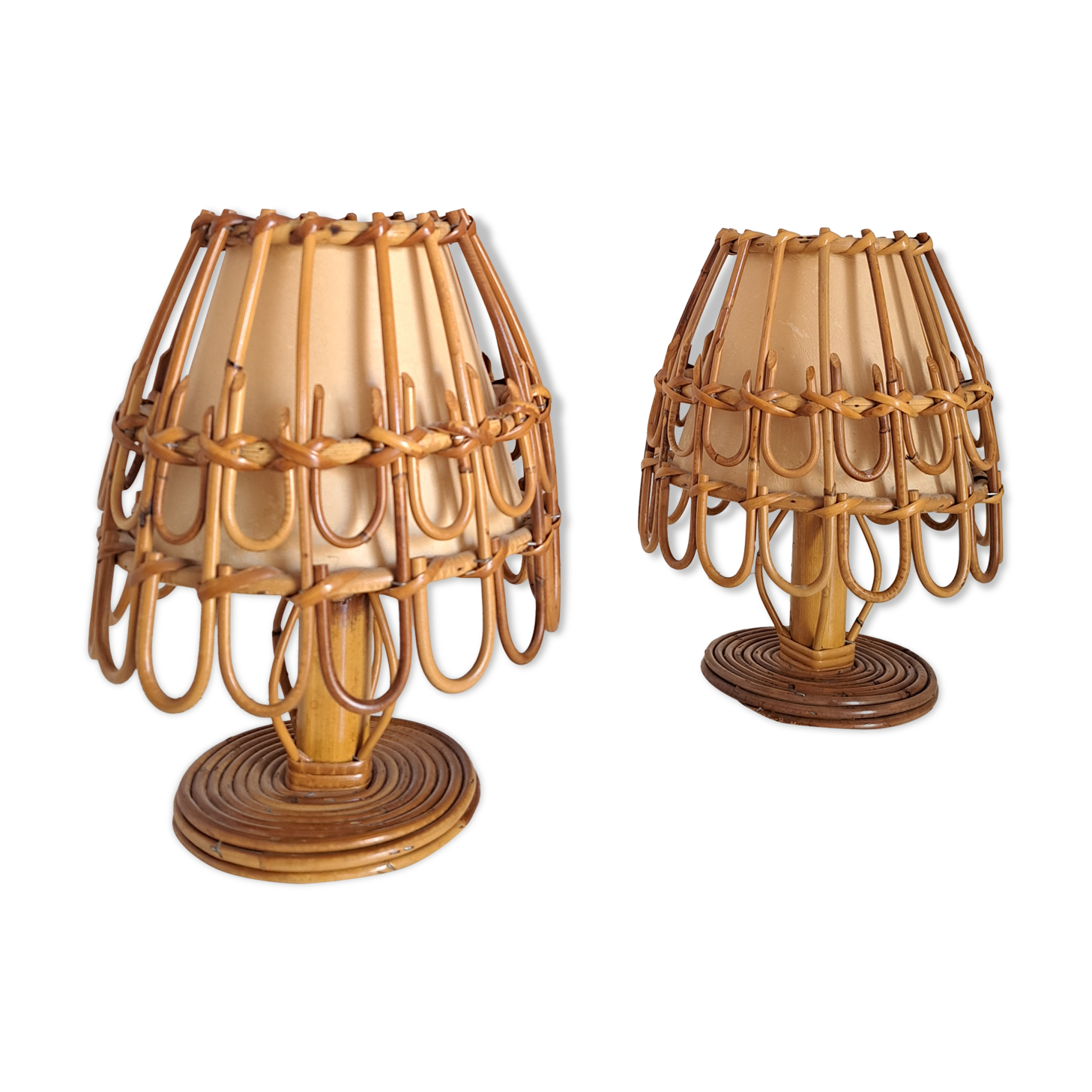 Pair of vintage bamboo lamps