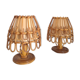 Pair of vintage bamboo lamps