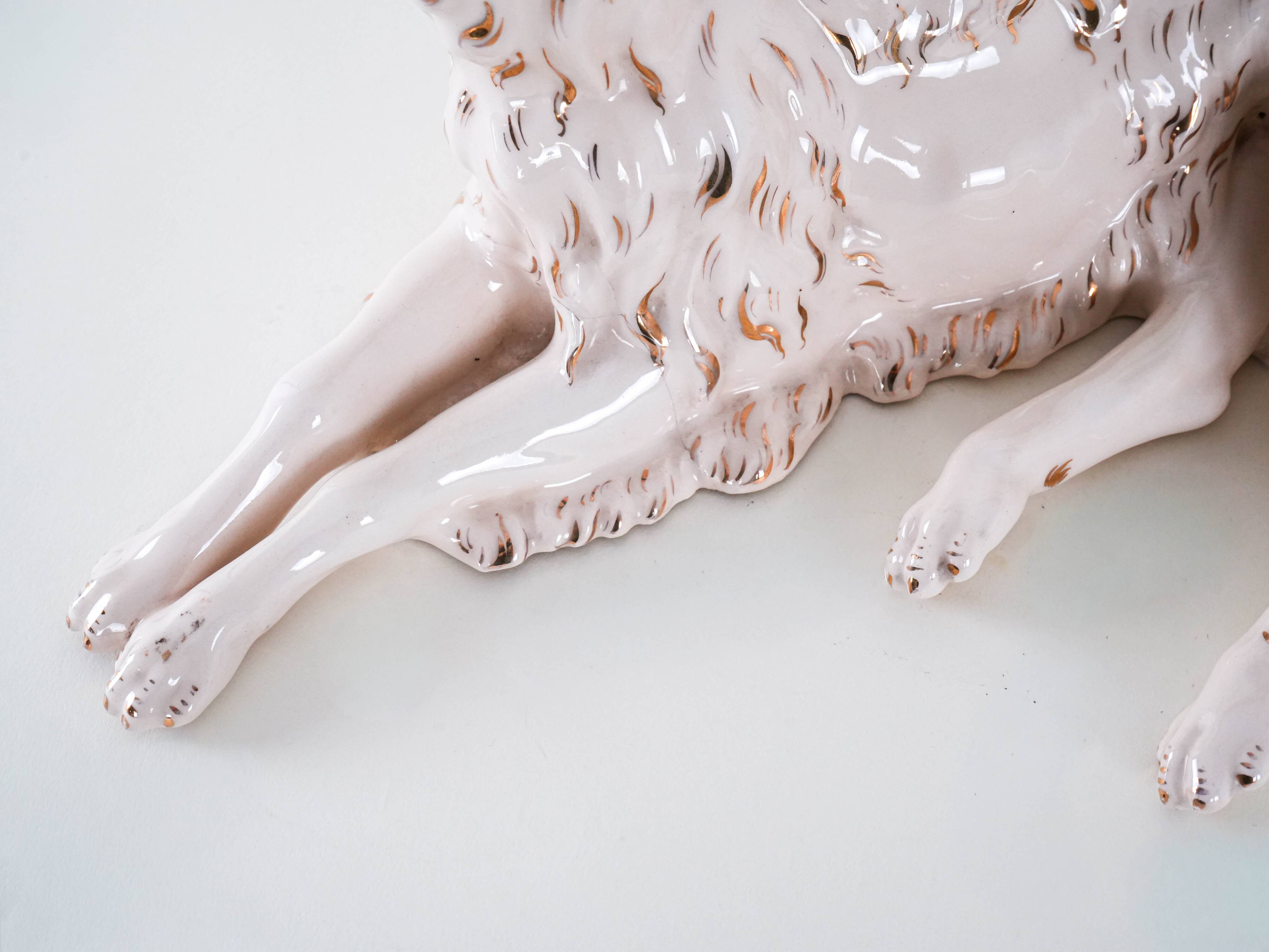 Porcelain figurine of a Borzoi dog, 1960s, made in Europe