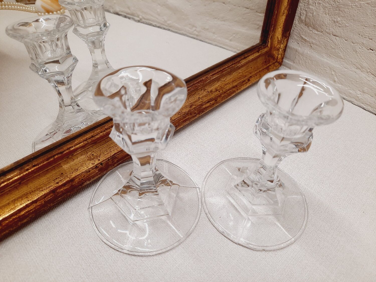 Paire bougeoirs de table