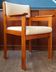 Armchair by André Sornay, stained solid beech & beige faux leather. 1980