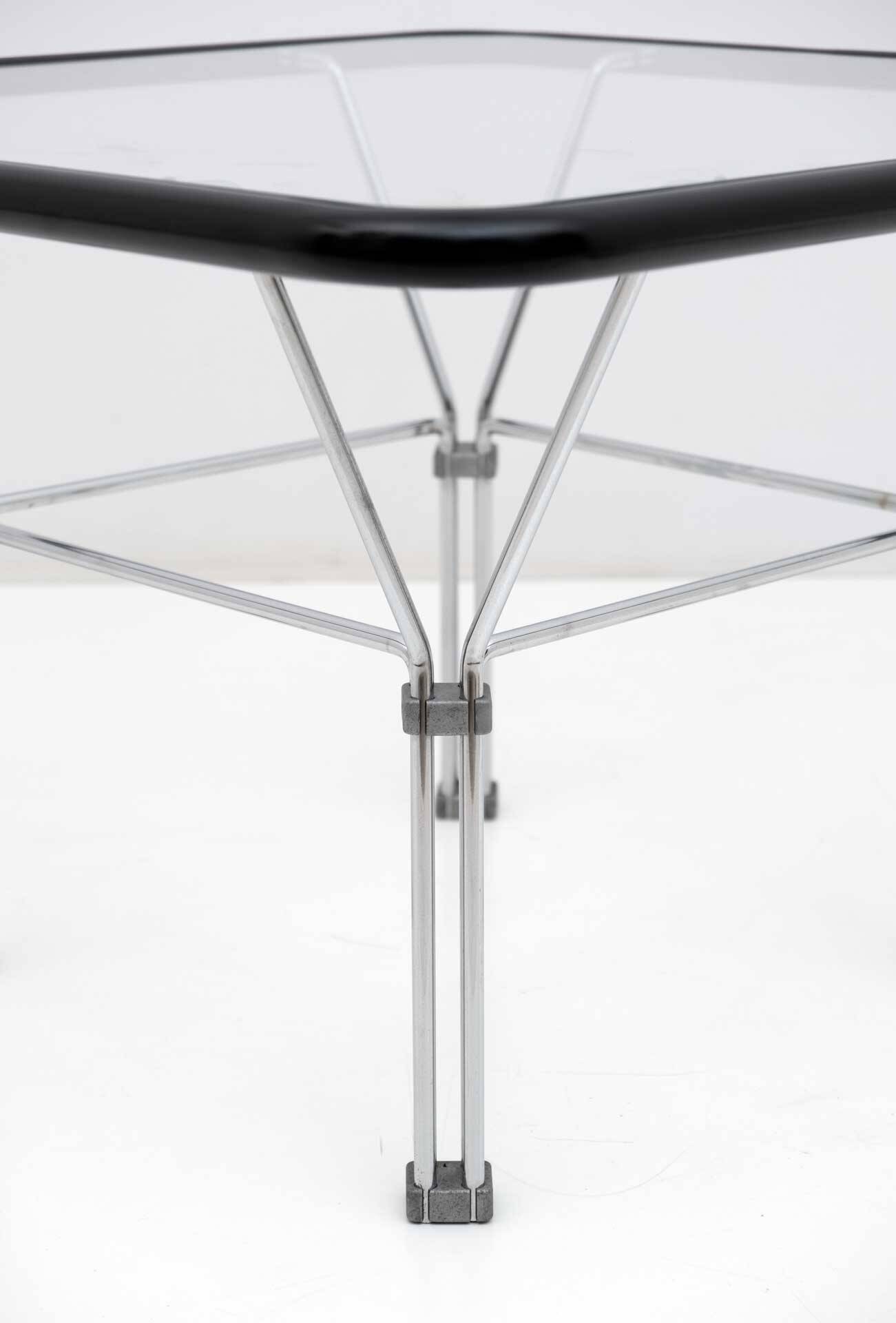 Attributed Niels Bendtsen Post Modern Crystal and Steel Coffee Table, 1970s