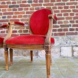 Paire De Fauteuils Médaillon De Style Louis XVI XIX Eme Siècle