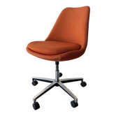Fauteuil / chaise de bureau à roulettes style tulipe tissu orange