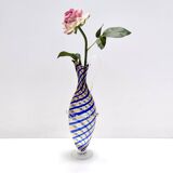 Murano Glass Pitcher Vase Ascribable to Toso with Blue and Yellow Canes