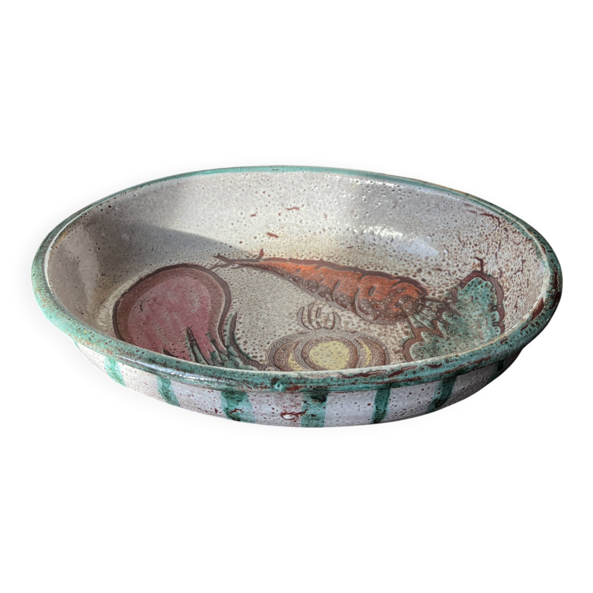 Ceramic dish/coffee bowl by Daniel Étienne Vallauris, signed