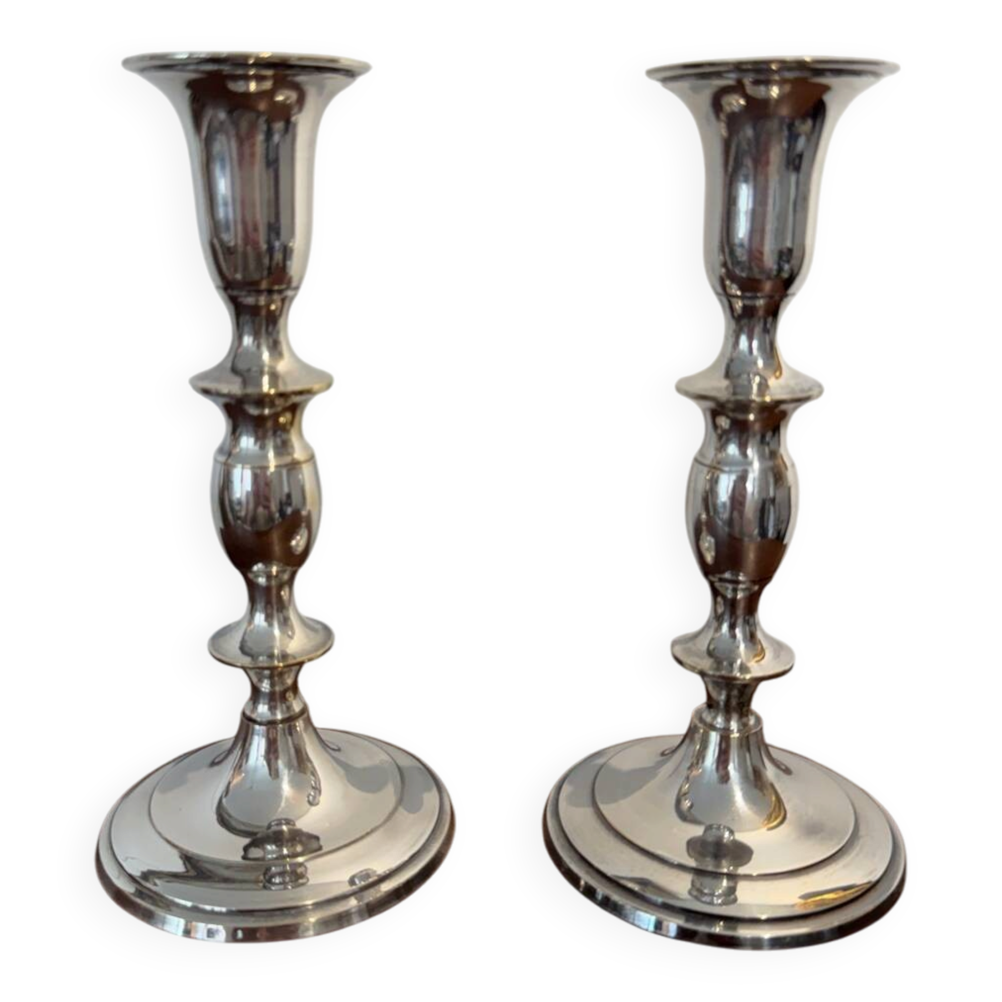 Pair of silver-plated candlesticks